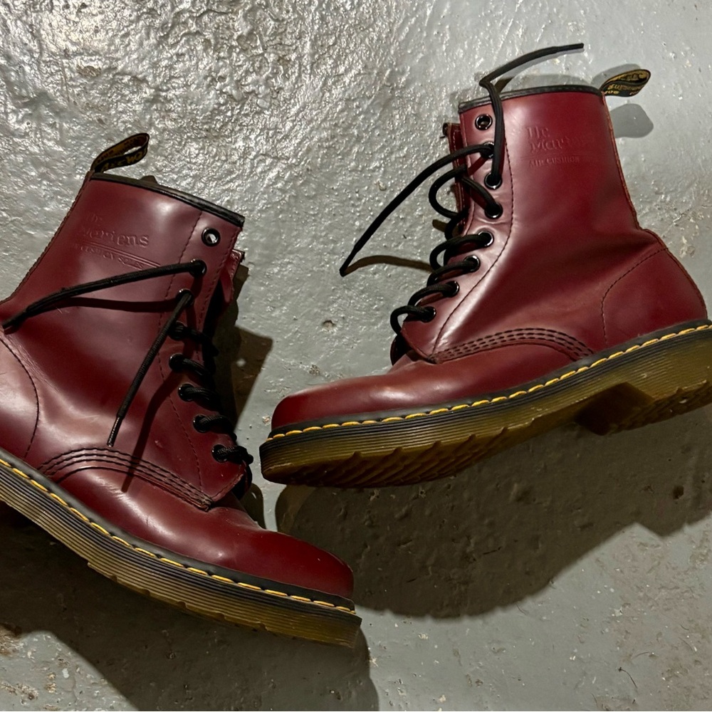 Dr. Martens Cherry Red Leather Boots size 6 (fit big like a 7)